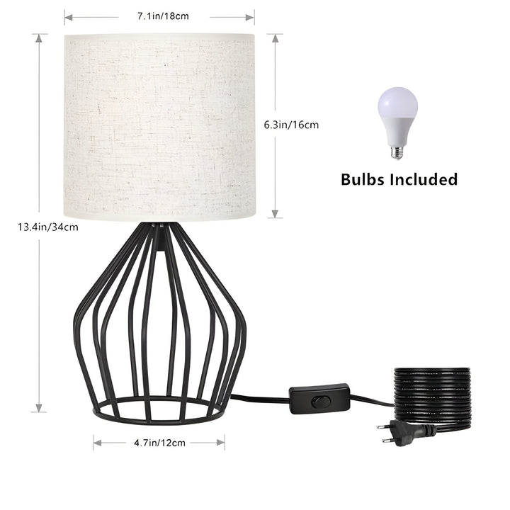 Luvikno | Elegant bordlampe med lin skjerm og metallbase – Perfekt belysning