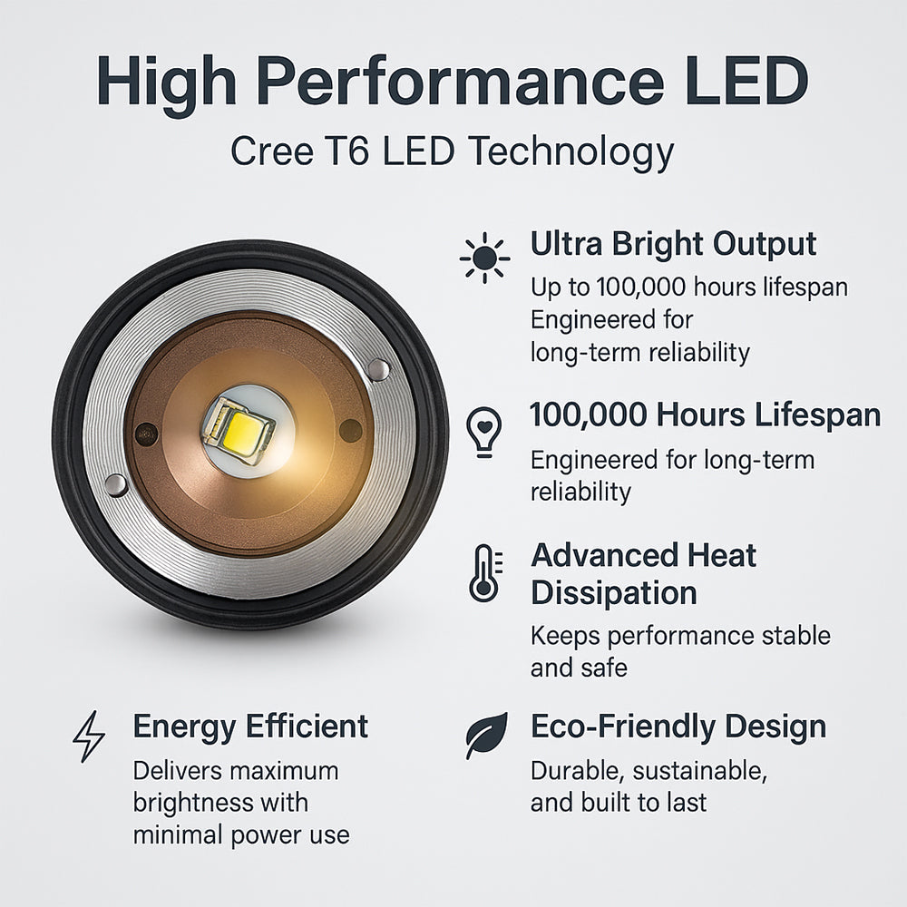 Taclight LED Zoom Fakkel (vanntett og støtsikker) m/5 funksjoner | Luvikno