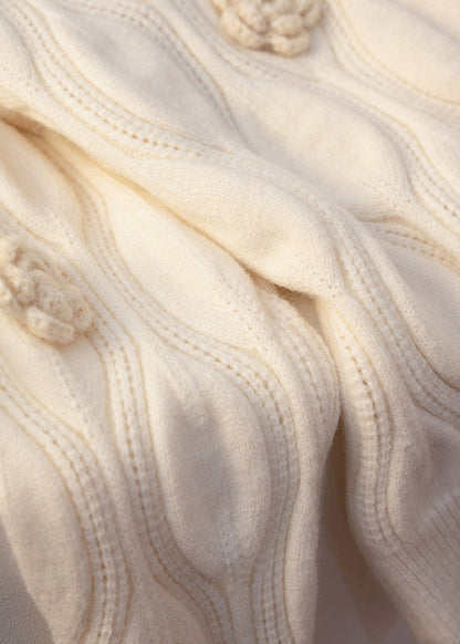 Luvik | Aprikoosi nappi kukallinen puuvilla neuletakki pitkähihaiset