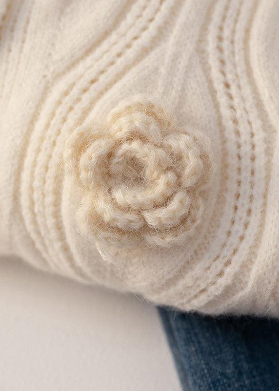 Luvik | Aprikoosi nappi kukallinen puuvilla neuletakki pitkähihaiset