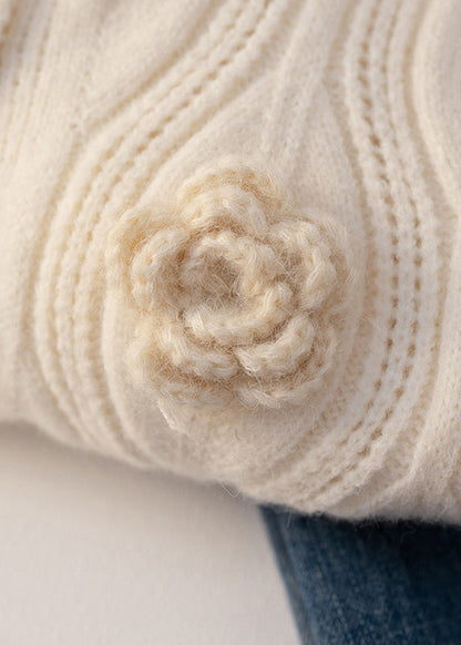 Luvik | Aprikoosi nappi kukallinen puuvilla neuletakki pitkähihaiset