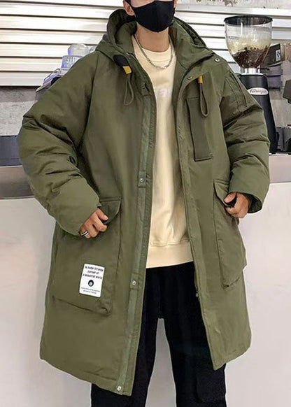 Luvik | Vihreä armeijan huppari vetoketjulla Ankan höyhenistä valmistettu tasku Miesten talvitakit