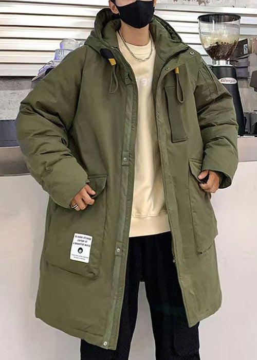 Luvik | Vihreä armeijan huppari vetoketjulla Ankan höyhenistä valmistettu tasku Miesten talvitakit