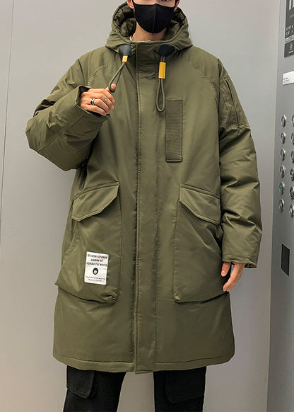 Luvik | Vihreä armeijan huppari vetoketjulla Ankan höyhenistä valmistettu tasku Miesten talvitakit