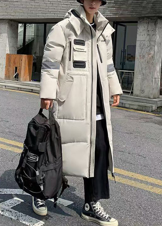 Luvik | Beige takit hupulliset hanhenuntuvapussilla miehille talvi