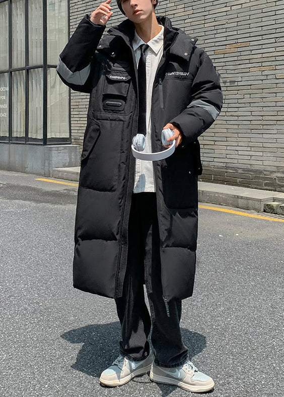 Luvik | Beige takit hupulliset hanhenuntuvapussilla miehille talvi