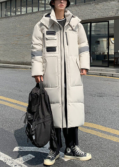 Luvik | Beige takit hupulliset hanhenuntuvapussilla miehille talvi