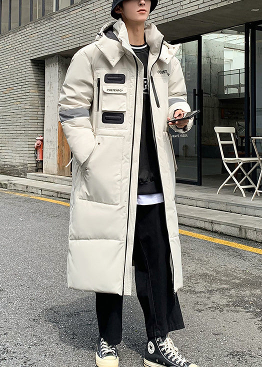 Luvik | Beige takit hupulliset hanhenuntuvapussilla miehille talvi