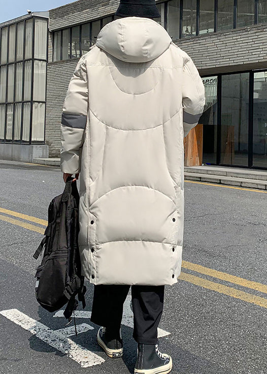 Luvik | Beige takit hupulliset hanhenuntuvapussilla miehille talvi