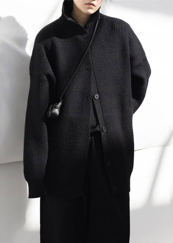 Luvik | Musta villasekoite takki napilla