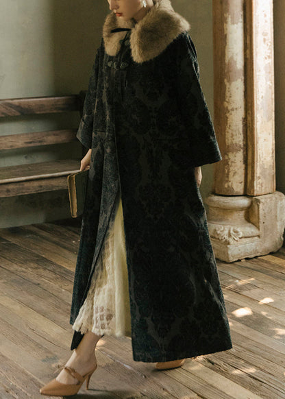 Luvik | Keinotekoinen turkis kaulus musta Nappi Printti Villakangastakit Pitkät hihat