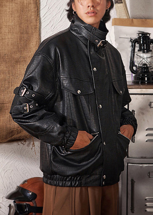 Luvik | Mustat vetoketjulliset taskut keinonahkaiset miesten takit