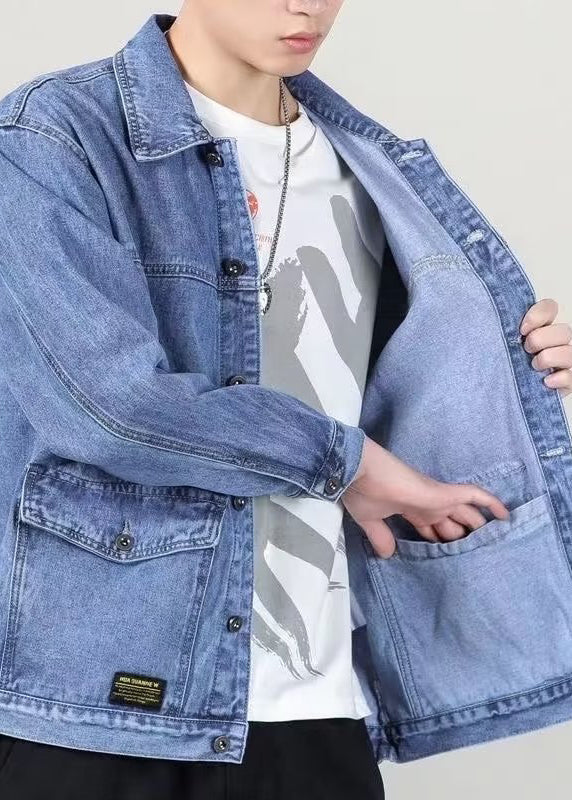 Luvik | blå Peter Pan krage lommer jeans herre jakker