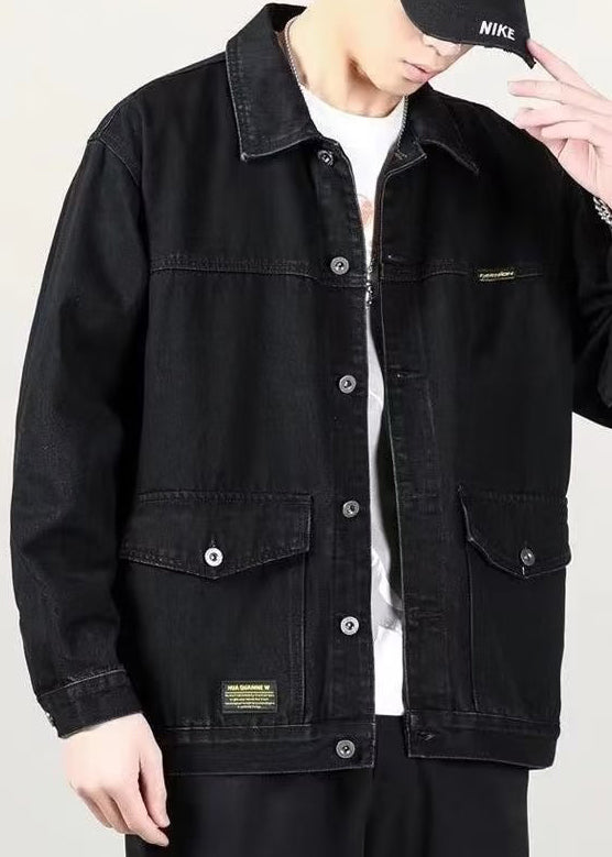 Luvik | sininen Peter Pan kaulus taskut farkku miesten takit