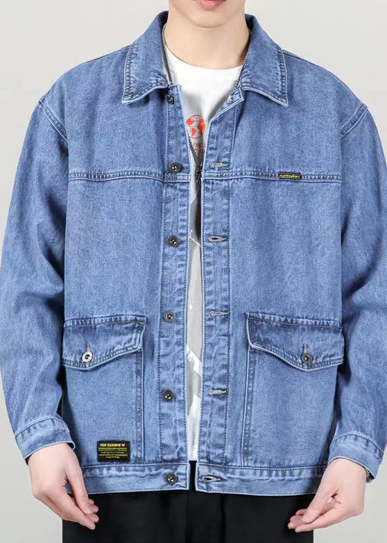 Luvik | blå Peter Pan krage lommer jeans herre jakker