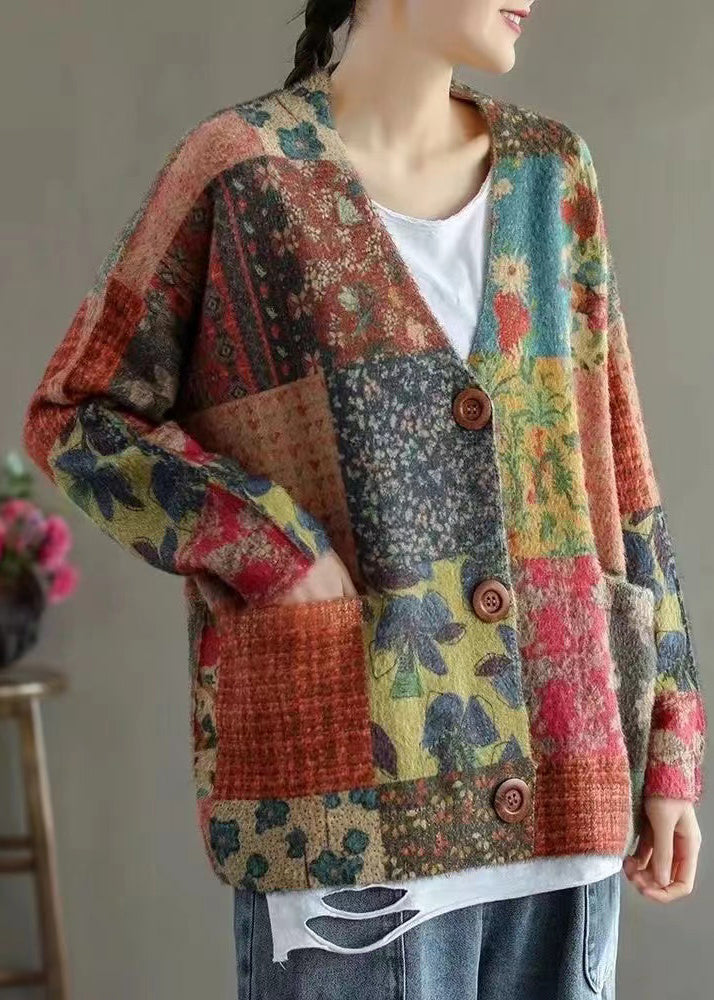 Luvik | Väri Blokki Napin Tasku Merino Neulotut Takit