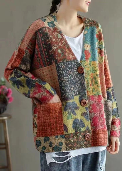 Luvik | Väri Blokki Napin Tasku Merino Neulotut Takit