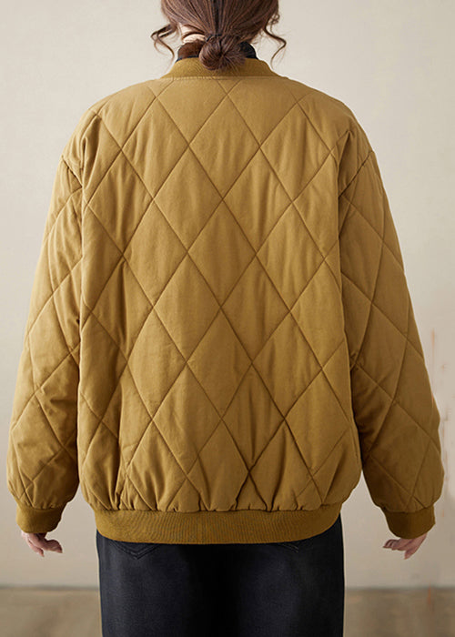 Luvik | Khaki Broderi Knapp Lommer Tykke Jakker Vinter