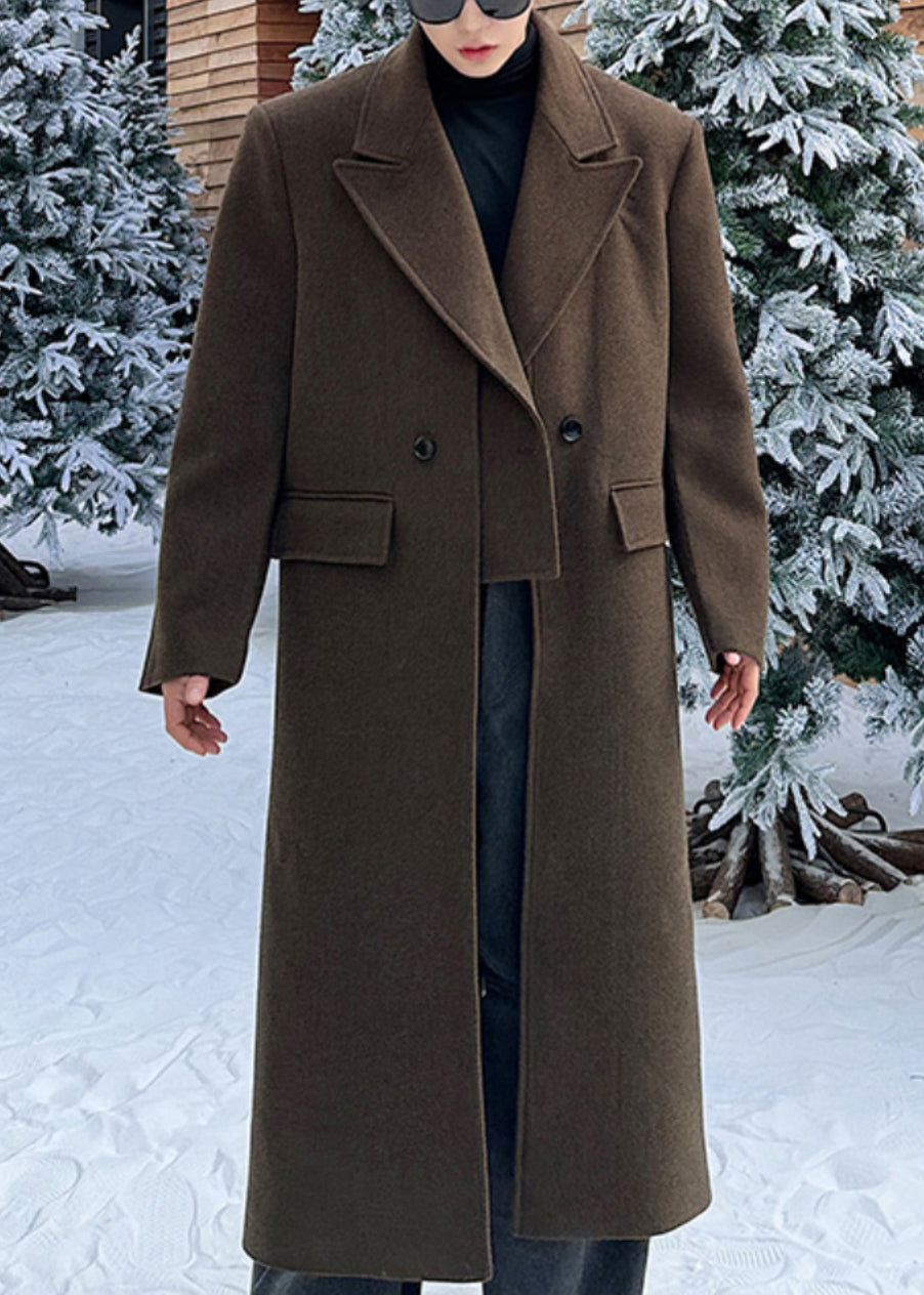 Luvik | Hellcamel Notch Faux Kaksiosainen Villakangastakki Miehille Talvella