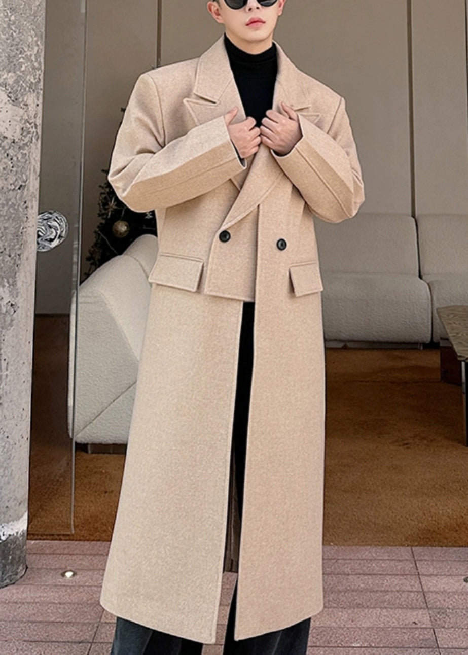 Luvik | Hellcamel Notch Faux Kaksiosainen Villakangastakki Miehille Talvella