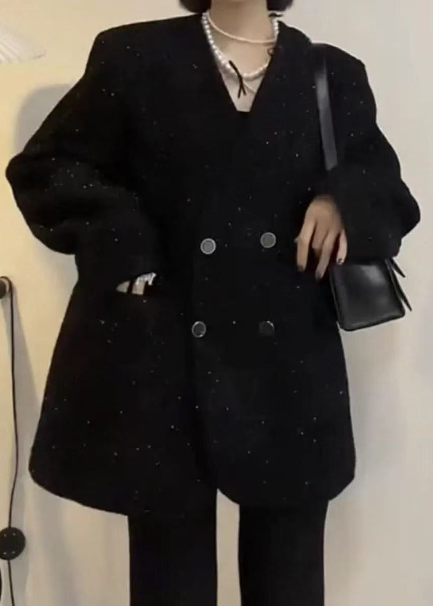 Luvik | Lila V-Avoin Kaksoisrinta Paljetit Takit