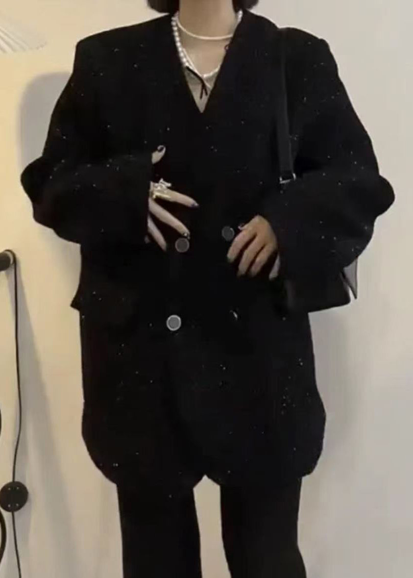 Luvik | Lila V-Avoin Kaksoisrinta Paljetit Takit