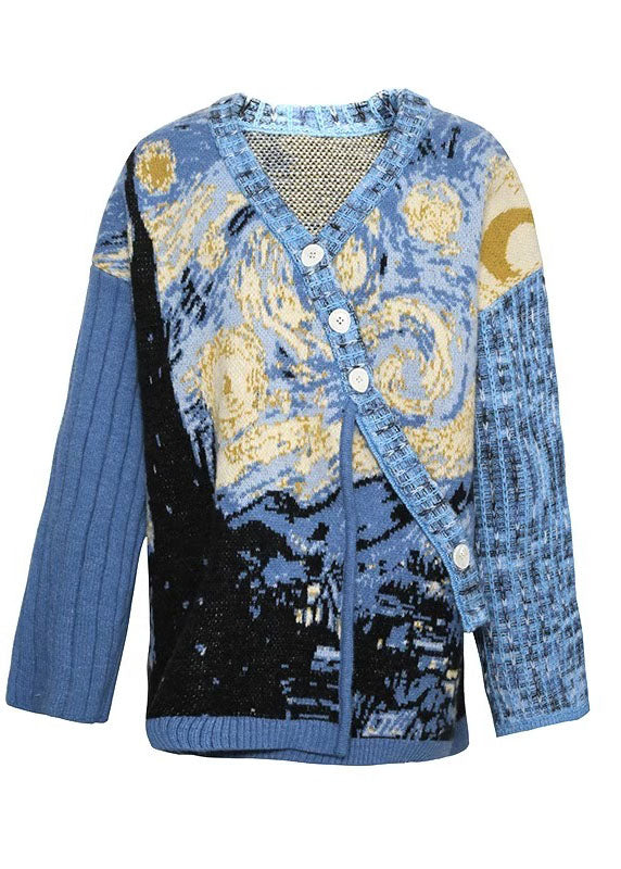 Luvik | Lilas V-leikkaus Kukallinen Nappi Puuvilla Neule