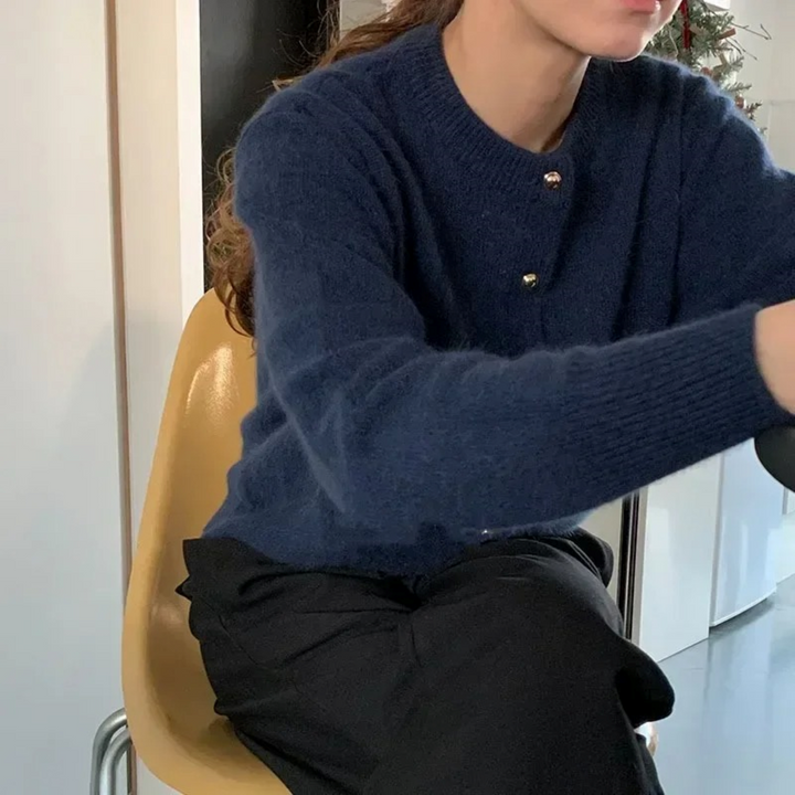 Luvik | Cardigan med Rund Hals