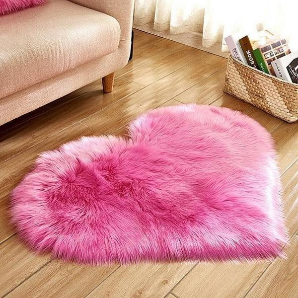 Love Heart Formet Falsk Saueskinn Fur Teppet | Luvikno