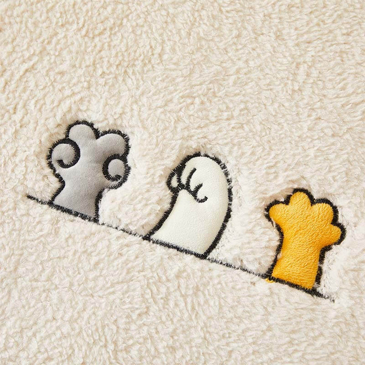 Lovely Cat's Paw Sherpa Fleece Anti-Slip Sofa Dekke | Luvikno