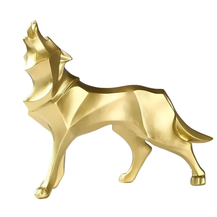 LupoForm – Geometrisk Ulv Statue med Skarpe Kanter Design for Moderne Rom Luvikno