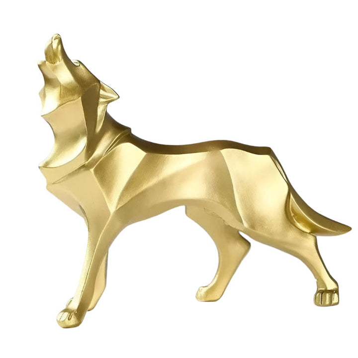 LupoForm – Geometrisk Ulv Statue med Skarpe Kanter Design for Moderne Rom Luvikno