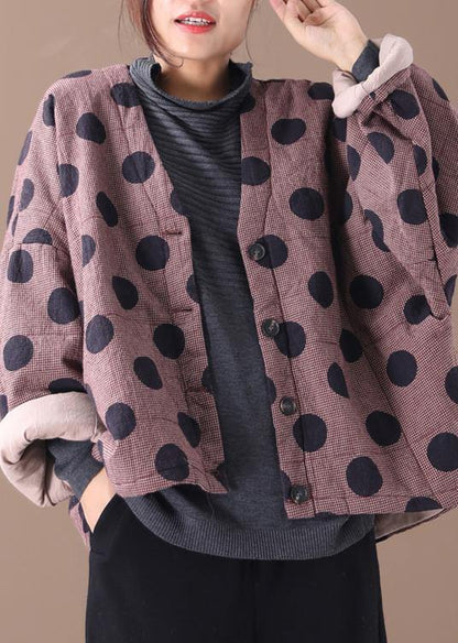 Luvik | vapaamuotoiset punavalkoraidalliset takit V-kaula-aukolla napitettava takki naisille