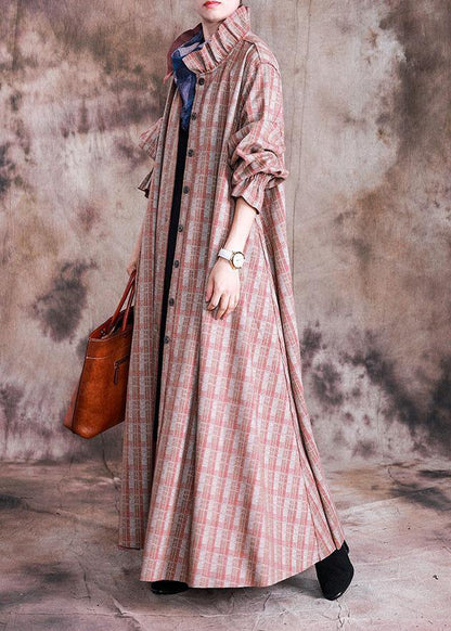 Luvik | villakangastakki punaisilla ruuduilla muotitakkikoko suuri vyötärölle mukaileva takki