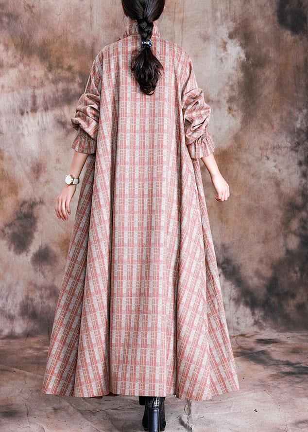 Luvik | villakangastakki punaisilla ruuduilla muotitakkikoko suuri vyötärölle mukaileva takki