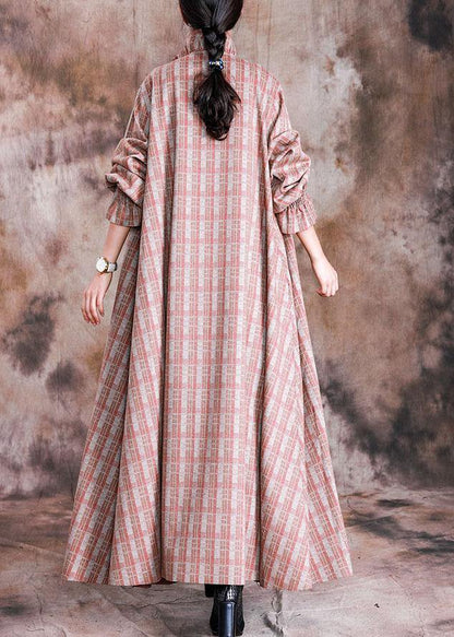 Luvik | villakangastakki punaisilla ruuduilla muotitakkikoko suuri vyötärölle mukaileva takki