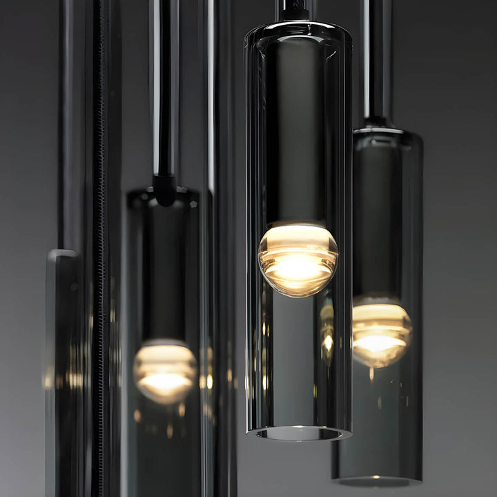 Pendellampe laget av røkt glass – Elegant design med glitrende lyseffekter | Perfekt for stue | Luvikno