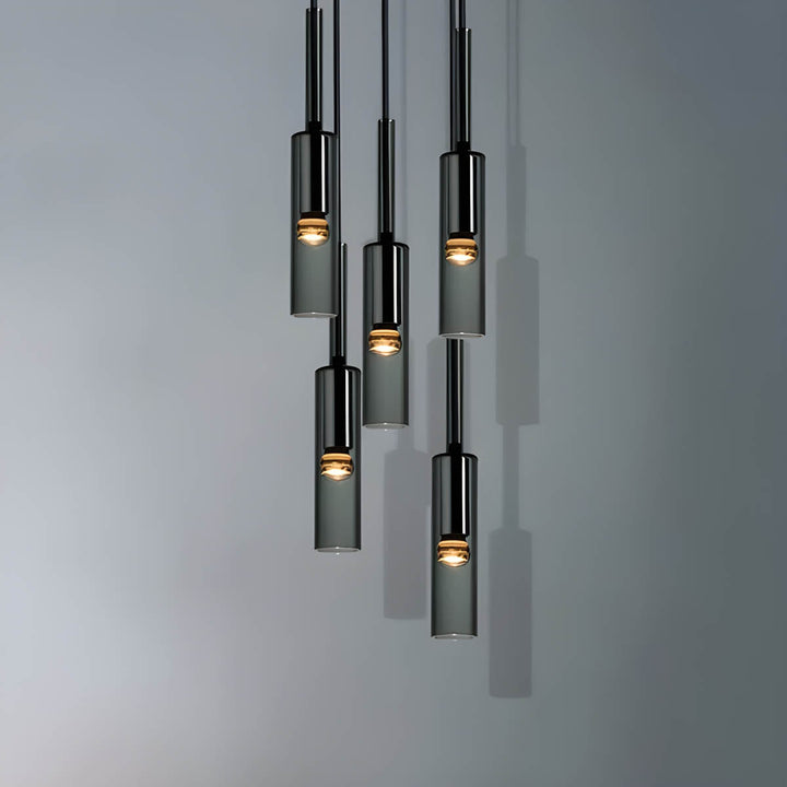 Pendellampe laget av røkt glass – Elegant design med glitrende lyseffekter | Perfekt for stue | Luvikno