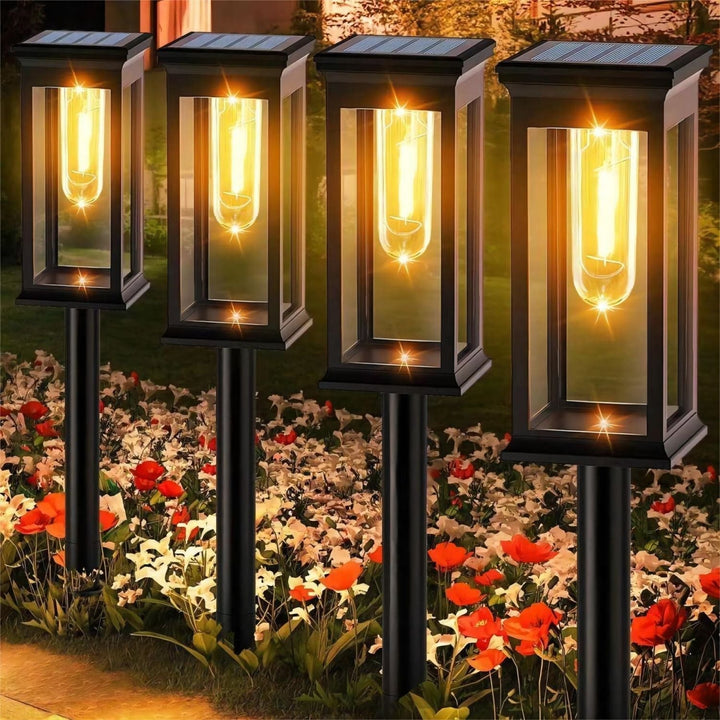 Solcelledrevet hagebelysning for utendørsbruk - Moderne LED sti lys for belysning av stier, terrasser og hager | Luvikno