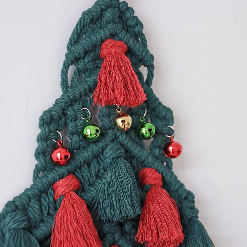 Macrame Rød og Grønn Juletre Veggdekor Luvikno