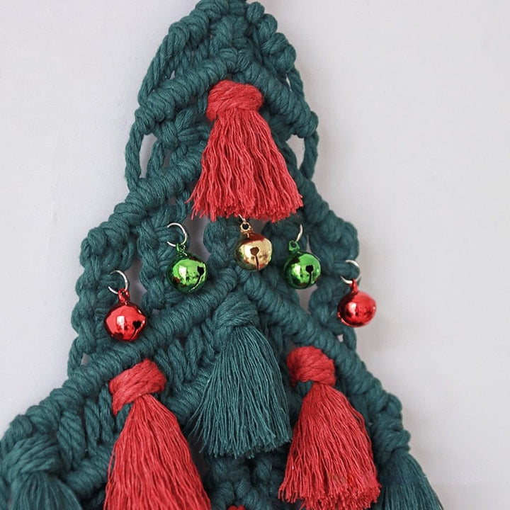 Macrame Rød og Grønn Juletre Veggdekor Luvikno