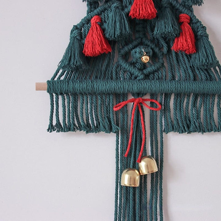 Macrame Rød og Grønn Juletre Veggdekor Luvikno