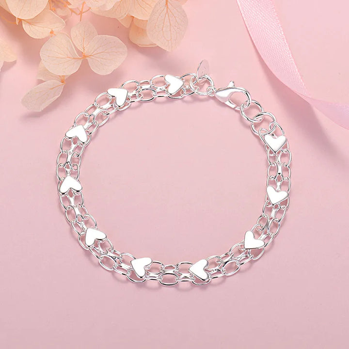 Elegant Luksus Sølv Hjerte Armbånd – Tidløs og Chic Luvikno