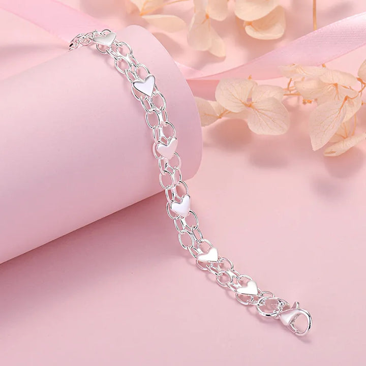 Elegant Luksus Sølv Hjerte Armbånd – Tidløs og Chic Luvikno