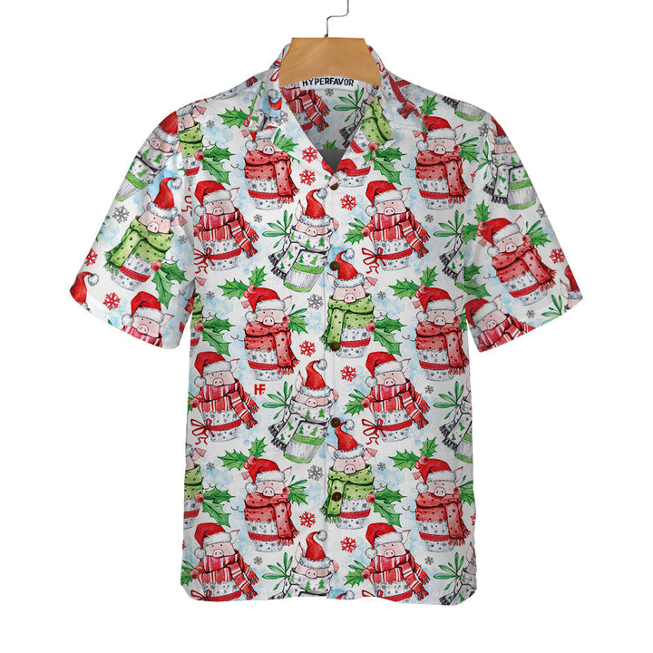 Luvik | God jul Hawaii-skjorte Morsom gris, Morsom jule skjorte, Unik gave til jul