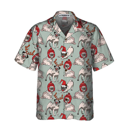 Luvik | Hauska joulua Pug Koira Hawaii-paita, Hauska joulupaita, Joululahja koiraystäville