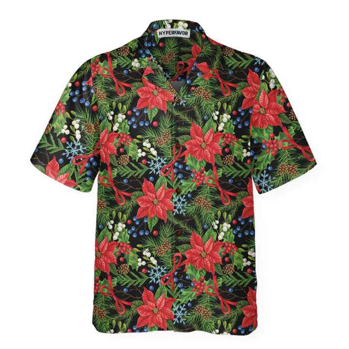 Luvik | God jul Vinter Hawaii-skjorte, Jule Floral Hawaii-skjorte