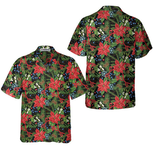 Luvik | God jul Vinter Hawaii-skjorte, Jule Floral Hawaii-skjorte