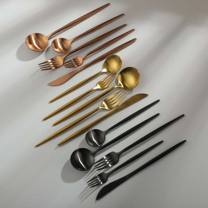 Luvikno | Minimalistisk luksus bestikksett – 20 deler, Titan & rustfritt stål