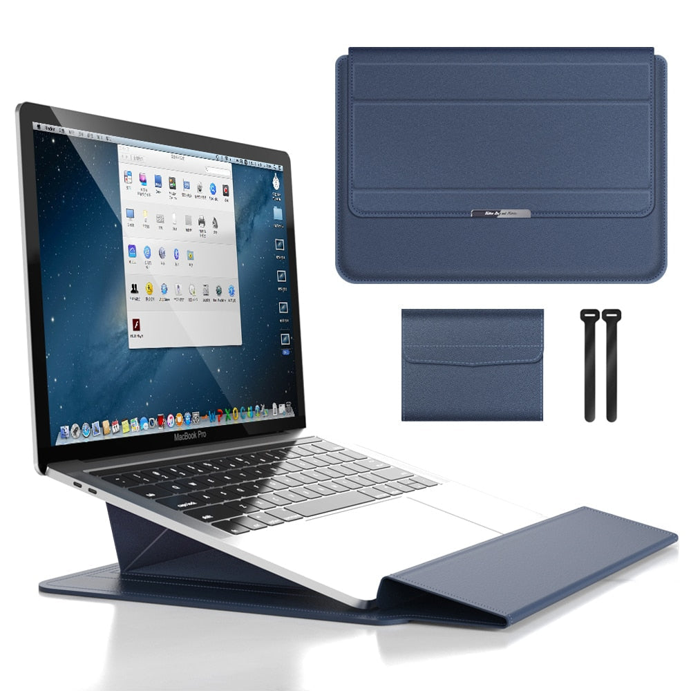Luvikno | 3-i-1 vanntett laptop sleeve med sjokksikring og tilbehørsoppbevaring - Elegant MacBook-etui for reise og kontor